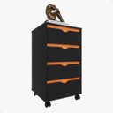 Ver imagem 4 de Gaveteiro Mdf para Escritório 4 Gavetas Movlar - Mod.0701:preto/nature