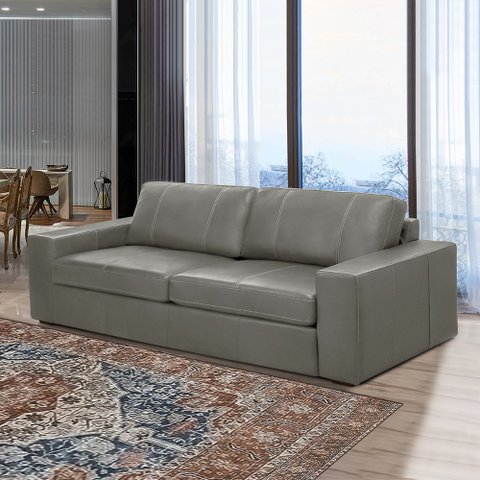 Sofá Decorativo Agatha 2 Lugares Sala de Estar 150cm Pés em Madeira Couro Grafite G88 - Gran Belo