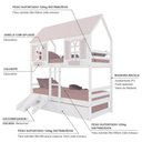 Ver imagem 4 de Treliche Casinha Bela Kit Escada/escorregador - Madeira Maciça Branco/rosa | Housin