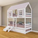 Ver imagem 1 de Treliche Casinha Bela Kit Escada/escorregador - Madeira Maciça Branco/rosa | Housin