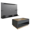 Kit Sala Com Painel TV Home e Mesa de Centro Grafite Marrom - 2