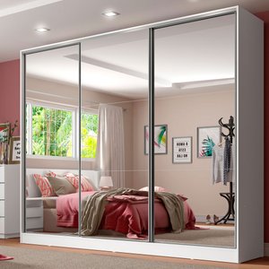 Guarda-roupa Casal 100% Mdf Madesa Royale 3 Portas de Correr com Espelho
