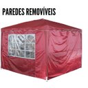 Ver imagem 4 de Tenda Gazebo Articulada 3x3 M com 2 Paredes Bordo Alumínio Barraca Praia Camping Sanfonada Bolsa Imp