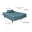 Ver imagem 4 de Sofá Cama Vancouver 3 Lugares Império Reclinável Casal Pés Madeira Suede Azul Turquesa 362