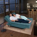 Ver imagem 2 de Sofá Cama Vancouver 3 Lugares Império Reclinável Casal Pés Madeira Suede Azul Turquesa 362