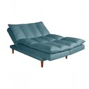 Ver imagem 7 de Sofá Cama Vancouver 3 Lugares Império Reclinável Casal Pés Madeira Suede Azul Turquesa 362
