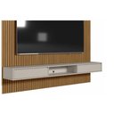 Ver imagem 5 de Rack Bancada C/ Painel P/ Tv até 85 Pol Modular 2.2 Ripado 1 Porta 1 Prat. 219x250cm Nature/off