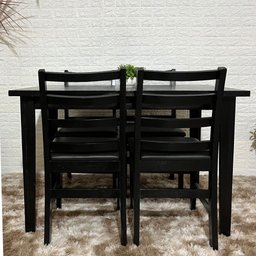 Conjunto Fixo Mesa 120x80 com 4 Cadeiras Estofadas Premium Cor:preto - 1