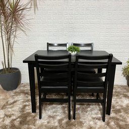 Conjunto Fixo Mesa 120x80 com 4 Cadeiras Estofadas Premium Cor:preto - 2
