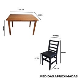 Conjunto Fixo Mesa 120x80 com 4 Cadeiras Estofadas Premium Cor:preto - 7