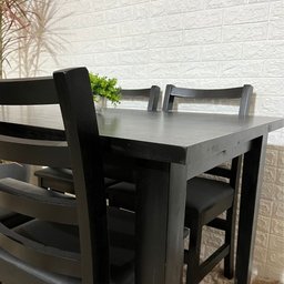 Conjunto Fixo Mesa 120x80 com 4 Cadeiras Estofadas Premium Cor:preto - 4