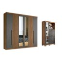 Ver imagem 1 de Quarto Completo QC363 7 Portas 10 Gavetas MDP e MDF 231,6cm Jatobá Grafite Santos Andirá