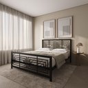 Ver imagem 1 de Cama Casal Robusta Aço Ferro Tamanho Padrão 138cmx188cm Cor Preto Estilo Industrial Ca-06