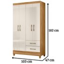 Ver imagem 2 de Guarda Roupa Solteiro Chile 4 Portas Freijó Off White Moval