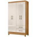 Ver imagem 1 de Guarda Roupa Solteiro Chile 4 Portas Freijó Off White Moval