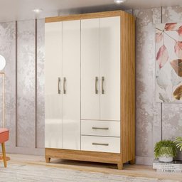 Guarda Roupa Solteiro Chile 4 Portas Freijó Off White Moval - 5