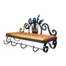 Prateleira Madeira Ferro Café Quatro Gancho Rústica Cozinha - 3