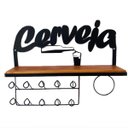 Ver imagem 1 de Prateleira Porta Copos Cerveja Ferro E Madeira Parede