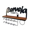 Prateleira Porta Copos Cerveja Ferro E Madeira Parede - 3