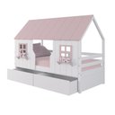 Ver imagem 2 de Cama Casinha Encantada com 02 Gavetas Madeira Maciça Branco/ Rosa Housin
