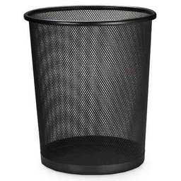 Lixeira Redonda Telada de Aço Preta Lixo Cesto Escritório - 3