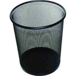 Lixeira Redonda Telada de Aço Preta Lixo Cesto Escritório - 1