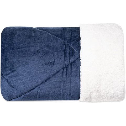 Coberdrom Dupla Face Queen - Edredom Plush Hedrons:azul
