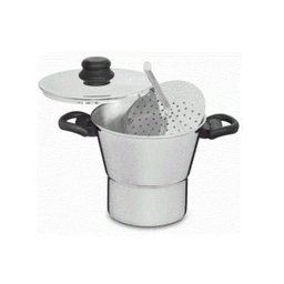 Cuscuzeira Panela Para Cuscuz Alumínio 2,85L Tampa De Vidro:Cinza - 7