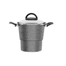 Cuscuzeira Panela Para Cuscuz Alumínio 2,85L Tampa De Vidro:Cinza - 1