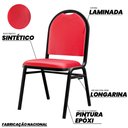 Ver imagem 3 de Kit 10 Cadeiras Hoteleiras Auditório Empilhável Sintético M23 Vermelho - Mpozenato