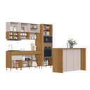 Ver imagem 5 de Cozinha Modulada Completa 6 Peças com Pés Tampo Bancada e Torre Quente Organic Marrom/Nature/Sand