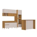 Ver imagem 3 de Cozinha Modulada Completa 6 Peças com Pés Tampo Bancada e Torre Quente Organic Marrom/Nature/Sand
