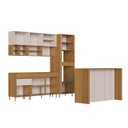 Ver imagem 6 de Cozinha Modulada Completa 6 Peças com Pés Tampo Bancada e Torre Quente Organic Marrom/Nature/Sand