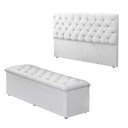 Ver imagem 1 de Kit Baú Recamier + Cabeceira Sonho King Corino Branco