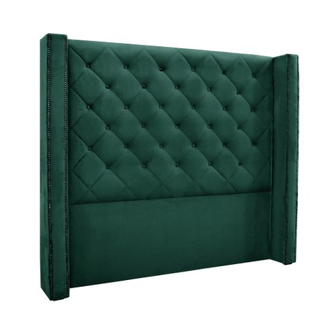 Cabeceira Cama Box Solteiro 90cm e Recamier Vicenza Veludo Verde S04 - D'Rossi