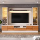 Ver imagem 2 de Estante Home Noble 270cm para Tv até 75 Polegadas com 2 Cristaleiras, Portas Reflecta e Led