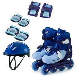Patins In Line 30-33 com Kit Segurança - AZUL- Zippy - 1