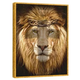 Quadro Leão De Judá 122x92 Cm Com Moldura Dourada - 1
