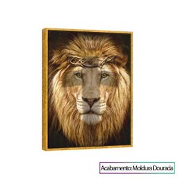 Quadro Leão De Judá 122x92 Cm Com Moldura Dourada - 3