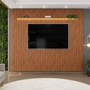 Ver imagem 3 de Painel para Tv até 90 Polegadas 2,75m Ripado Autêntico com Led e Prateleira Montreal Madeirado