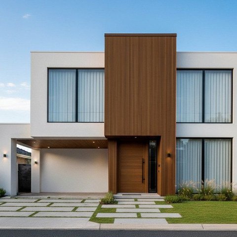 Canto Externo Painel Ripado em WPC Teak B