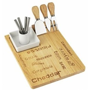 CONJUNTO DE FACAS PARA QUEIJO COM TABUA E GARFINHOS