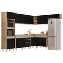 Ver imagem 1 de Armário de Cozinha Modulada de Canto 8 Peças CP03 Balcão com Pia Inox Castanho/Preto - Lumil Lumil M