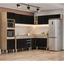 Ver imagem 2 de Armário de Cozinha Modulada de Canto 8 Peças CP03 Balcão com Pia Inox Castanho/Preto - Lumil Lumil M
