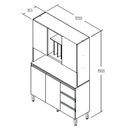 Ver mais imagens de Balcão de Cozinha 120cm 4 Portas 3 Gavetas AC4430 Carvalho Oak/Arbo/Petra - Decibal