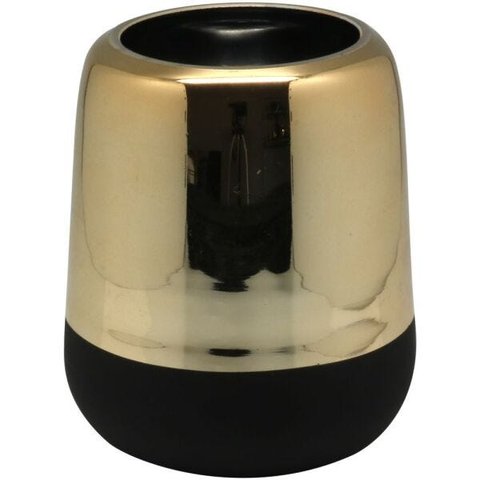 VASO DE VIDRO METALIZADO DOURADO E PRETO 10,5CM X 10,5CM X 1