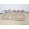 Porta Temperos Especiarias Condimentos Com 5 Frascos Vidro e Suporte Rose Gold - 5