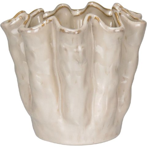 Vaso Decorativo Enfeite Casa Home&Co Cerâmica 15x17x16cm Marfim