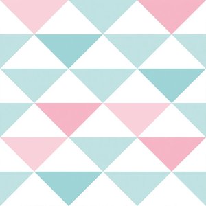 Papel de Parede Geométrico - Rosa e Verde - 3600