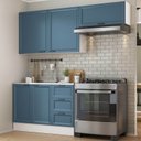 Ver imagem 1 de Cozinha Compacta Planejada 3 Peças 2 Aéreos 1 Balcão Soho CabeCasa MadeiraOriginals Azul/Branco